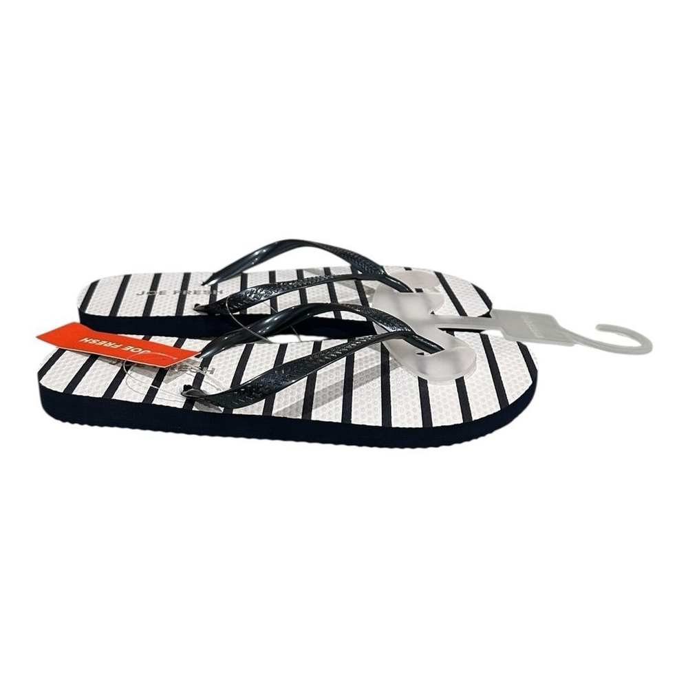 Joe Fresh Flip Flop Sandals Womens Size 6 Blue Stripe Beach Summer Shoes Casual